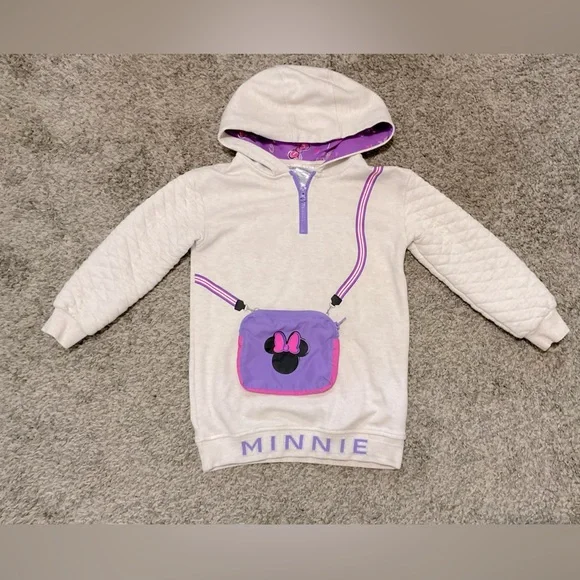 Disney Minnie Mouse hooded sweatshirt with zippered pouch. Size 8 - Picture 1 of 4